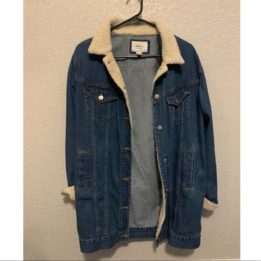 Longline Jean faux Sherpa jacket